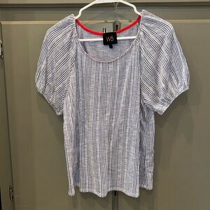 🤍💙W5 - Puffy Sleeve Striped Top💙🤍